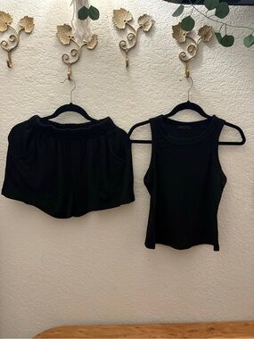 Final Touch Black Crew Neck Top and bottom